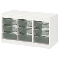 TROFAST storage combination with boxes, white/light green-grey, 99x44x56 cm