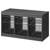 TROFAST storage combination with boxes, grey/dark grey, 99x44x56 cm