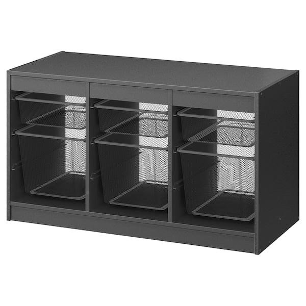 Ikea TROFAST - Storage combination with boxes, grey/dark grey, 99x44x56 cm