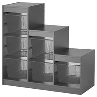 TROFAST storage combination with boxes, grey/dark grey, 99x44x94 cm