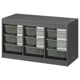 TROFAST storage combination with boxes, grey/light green-grey, 99x44x56 cm