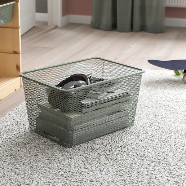 Ikea TROFAST - Storage combination with boxes, light white stained pine/light green-grey, 93x44x52 cm