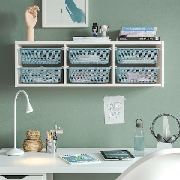 TROFAST - Wall element, white/grey-blue, 99x21x30 cm - best price from Maltashopper.com 39478208