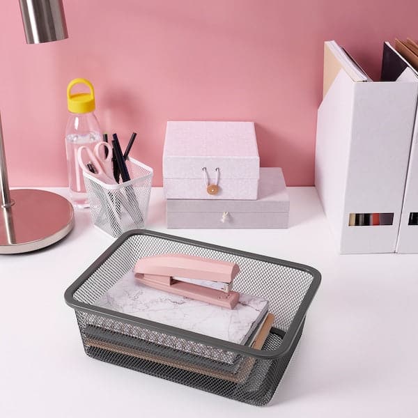 Ikea TROFAST - Wall storage, light white stained pine/dark grey, 93x21x30 cm