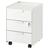 TROTTEN drawer unit w 3 drawers on castors, white, 40x56x47 cm