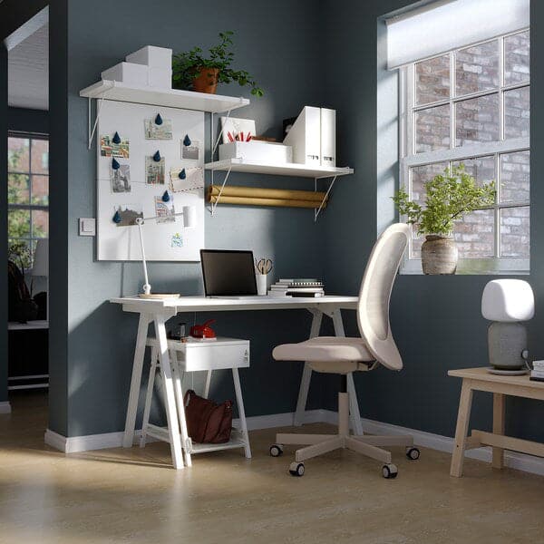 Ikea TROTTEN / FLINTAN - Writing desk / storage element and swivel chair white/beige ,
