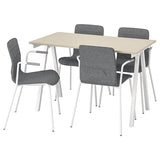 TROTTEN / LÄKTARE conference table and chairs, beige white/medium grey, 120x70 cm