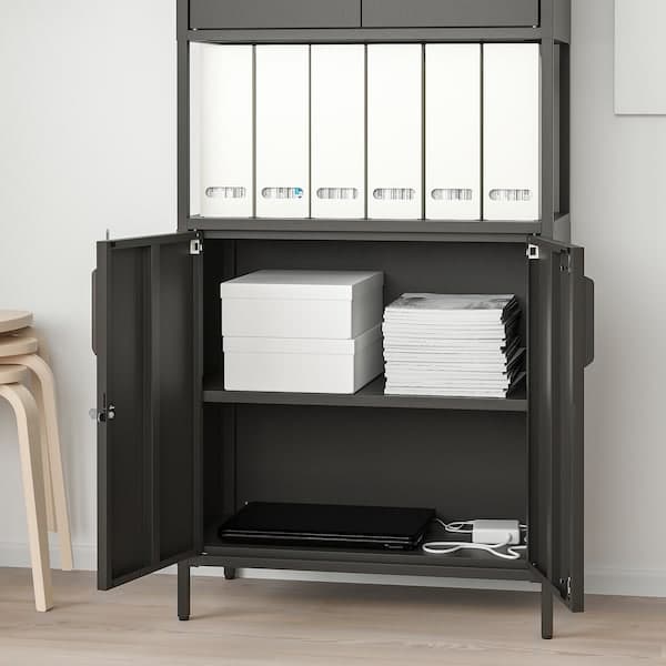 Ikea TROTTEN - Cabinet with doors, anthracite, 70x35x173 cm