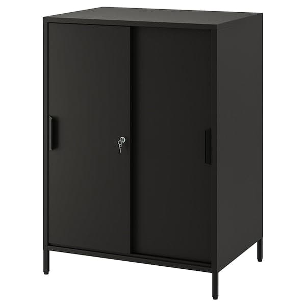 TROTTEN - Cabinet with sliding doors, anthracite, 80x55x110 cm - best price from Maltashopper.com 20474837