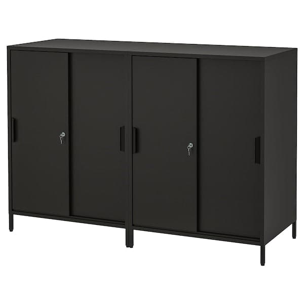 TROTTEN - Cabinet with sliding doors, anthracite, 160x110 cm - best price from Maltashopper.com 19429657