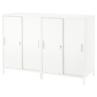 TROTTEN cabinet with sliding doors, white, 160x110 cm