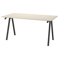 TROTTEN desk, beige/anthracite, 160x80 cm