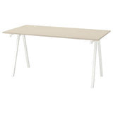 TROTTEN desk, beige/white, 160x80 cm
