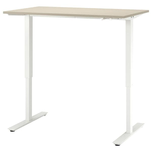 TROTTEN - Desk sit/stand, beige/white, 120x70 cm