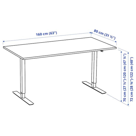 TROTTEN - Desk sit/stand, white/anthracite, 160x80 cm - best price from Maltashopper.com 59429599