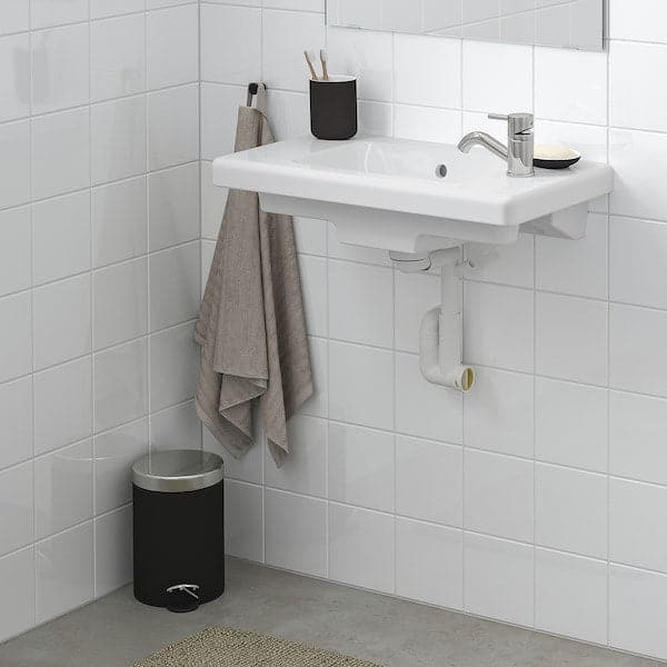 TVÄLLEN - Wash-basin with water trap, white, 64x33 cm - best price from Maltashopper.com 29443083