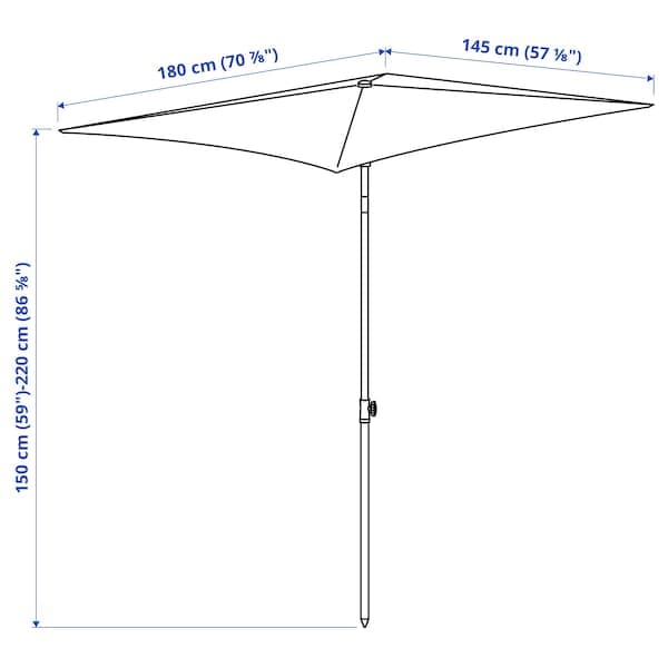 Ikea TVETÖ - Parasol, tilting/grey-beige white, 180x145 cm