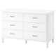 TYSSEDAL chest of 6 drawers, white, 127x81 cm