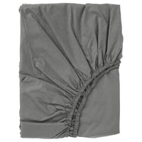 ULLVIDE fitted sheet, grey, 140x200 cm