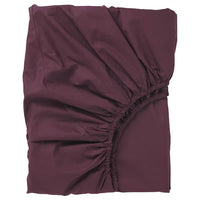 ULLVIDE fitted sheet, deep red, 140x200 cm