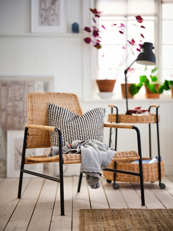 ULRIKSBERG - Armchair, rattan/anthracite - best price from Maltashopper.com 90434310