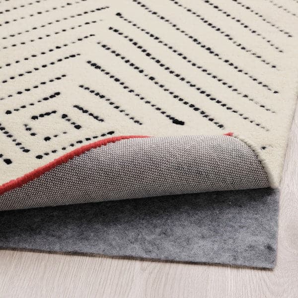 Ikea UNDERVISNING - Rug, low pile, off-white black/handmade, 170x240 cm