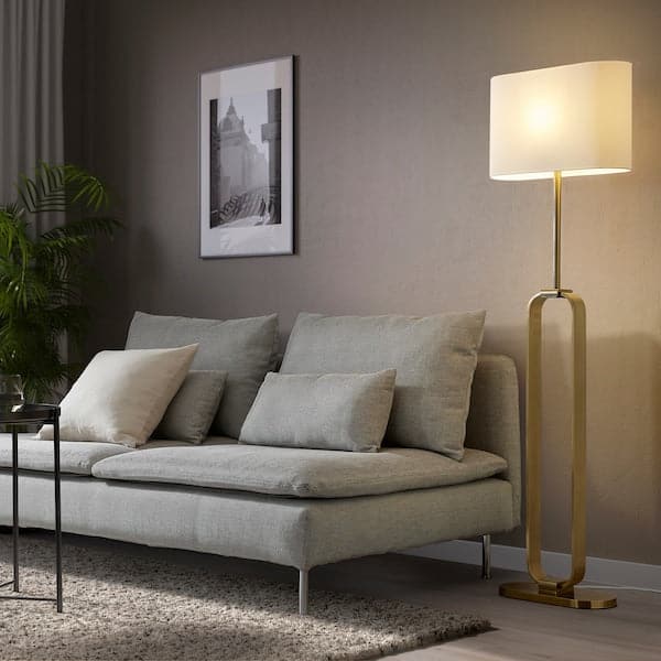 Ikea UPPVIND Floor lamp - brass/white 150 cm , 150 cm
