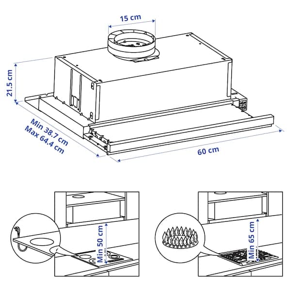 Ikea UTDRAG Recessed suction hood - stainless steel 60 cm , 60 cm