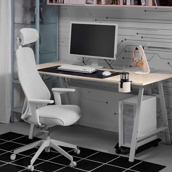 Ikea UTESPELARE / MATCHSPEL - Gaming desk and chair, ash/light grey effect ,
