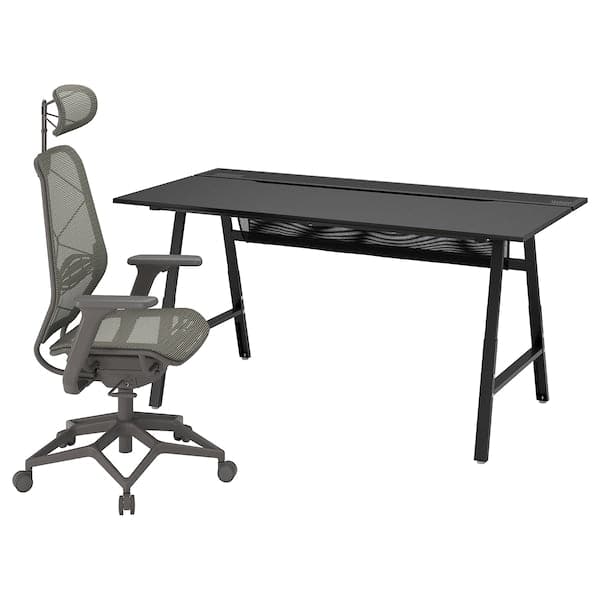 Ikea UTESPELARE / STYRSPEL - Gaming desk and chair, black / gray ,