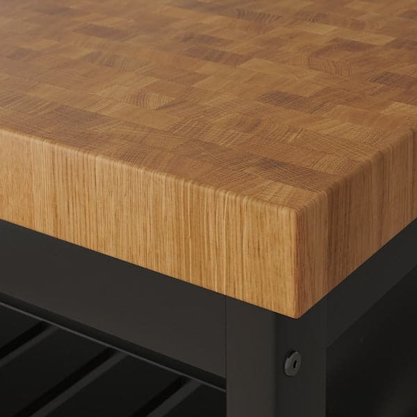 Ikea VADHOLMA - Kitchen island with rack, black/oak, 126x79x193 cm