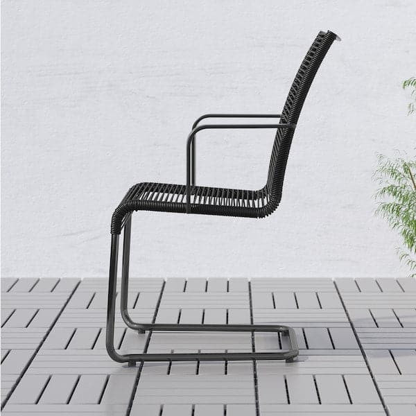 VÄSMAN - Chair with armrests, outdoor, black - best price from Maltashopper.com 40211637