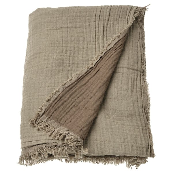 Ikea VALLKRASSING - Throw, light grey-brown, 150x200 cm
