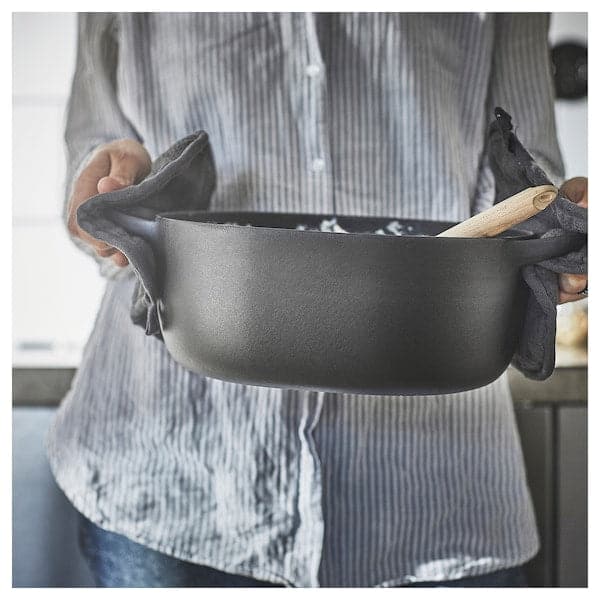 Ikea VARDAGEN - Casserole with lid, enamelled cast iron matt/black, 5 l