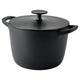 VARDAGEN pot with lid, enamelled cast iron matt/black, 5 l