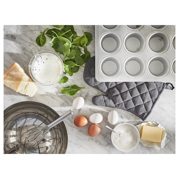 Ikea VARDAGEN - Muffin tin, silver-colour, 38x29 cm