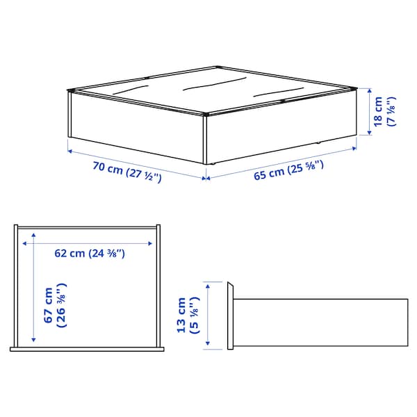 Ikea VARDÖ - Bed storage box, black, 65x70 cm