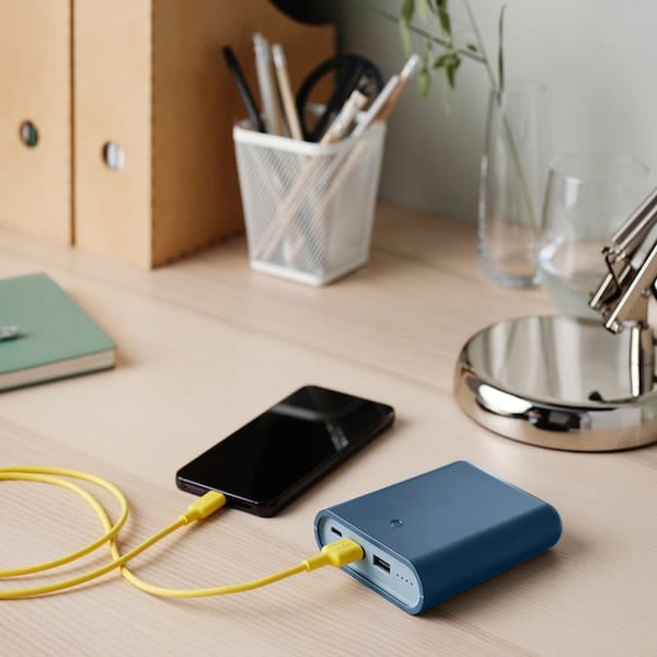 Ikea VARMFRONT - Power bank, dark blue, 10400 mAh