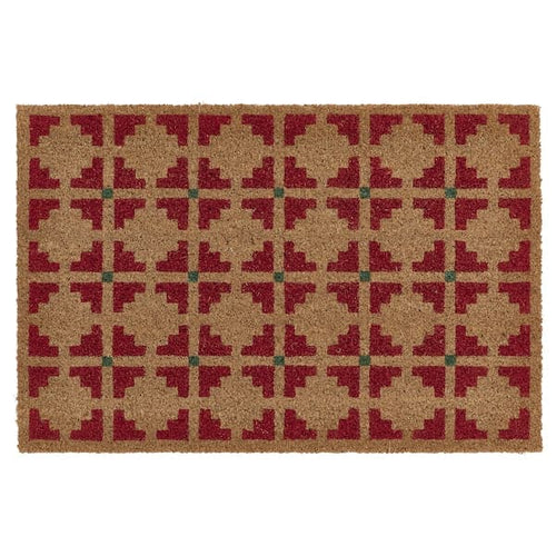 VATTENTORN - Door mat, indoor, natural/red, 40x60 cm
