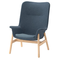 VEDBO high-back armchair, Gunnared blue, 80x108x85 cm