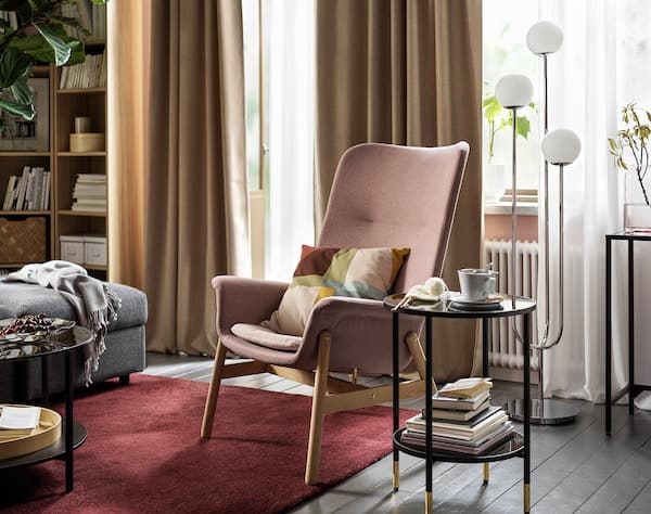 Ikea VEDBO Armchair with high backrest - Gunnared light brown-pink ,