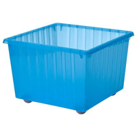 VESSLA storage crate with castors, blue, 39x39 cm