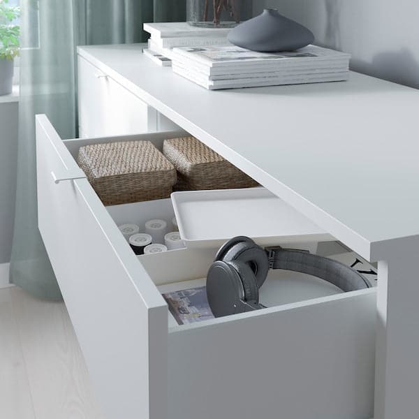 VIHALS - Chest of 6 drawers, white/anchor/unlock-function, 140x47x75 cm - best price from Maltashopper.com 80490113