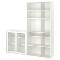 VIHALS storage combination w glass doors, white/clear glass, 190x37x200 cm