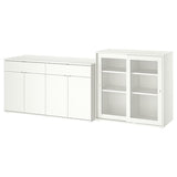 VIHALS storage combination w glass doors, white/clear glass, 235x37x90 cm