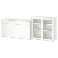VIHALS storage combination w glass doors, white/clear glass, 235x37x90 cm
