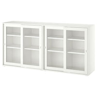 VIHALS storage combination w glass doors, white/clear glass, 190x37x90 cm