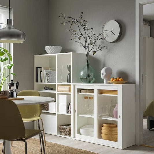 Ikea VIHALS - Storage combination w glass doors, white/clear glass, 190x37x140 cm