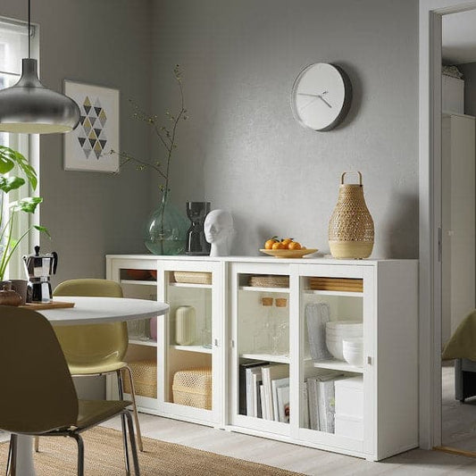 Ikea VIHALS - Storage combination w glass doors, white/clear glass, 190x37x90 cm