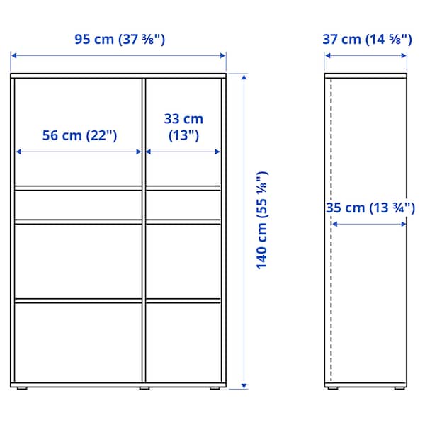 Ikea VIHALS - Storage combination w glass doors, dark grey/clear glass, 190x37x140 cm
